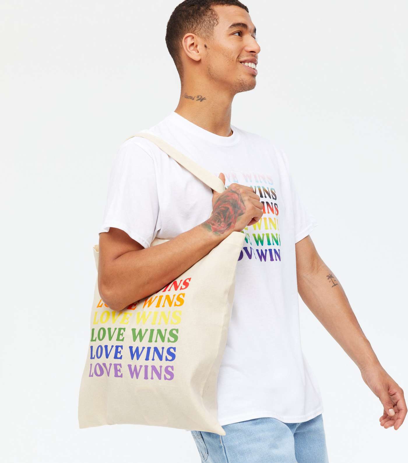 Cream Rainbow Love Wins Pride Charity Tote Bag Image 2