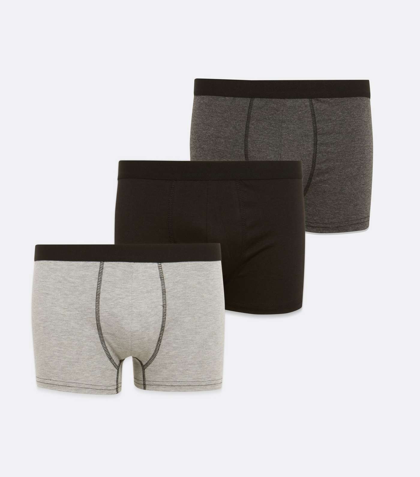 3 Pack Grey and Black Contrast Waistband Boxers