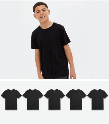 Boys 5 Pack Black Sun Embroidered T-Shirts