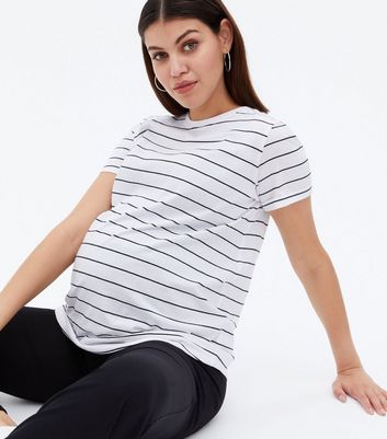 Maternity White Stripe Crew T Shirt New Look