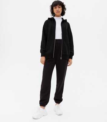 Black Jersey Cuffed Joggers