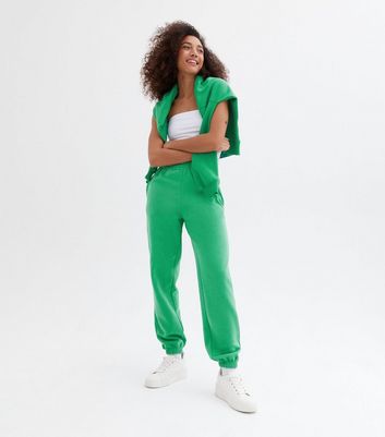 Green Jersey Cuffed Joggers New Look