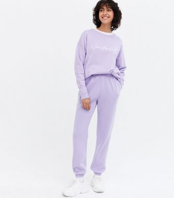 Lilac Jersey Cuffed Joggers | New Look