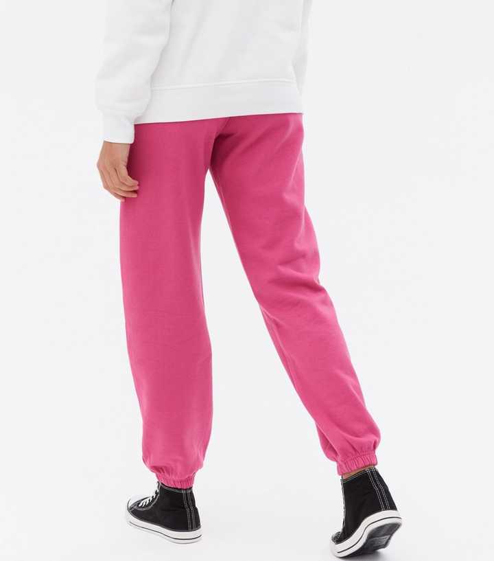 Bright Pink Jersey Cuffed Joggers