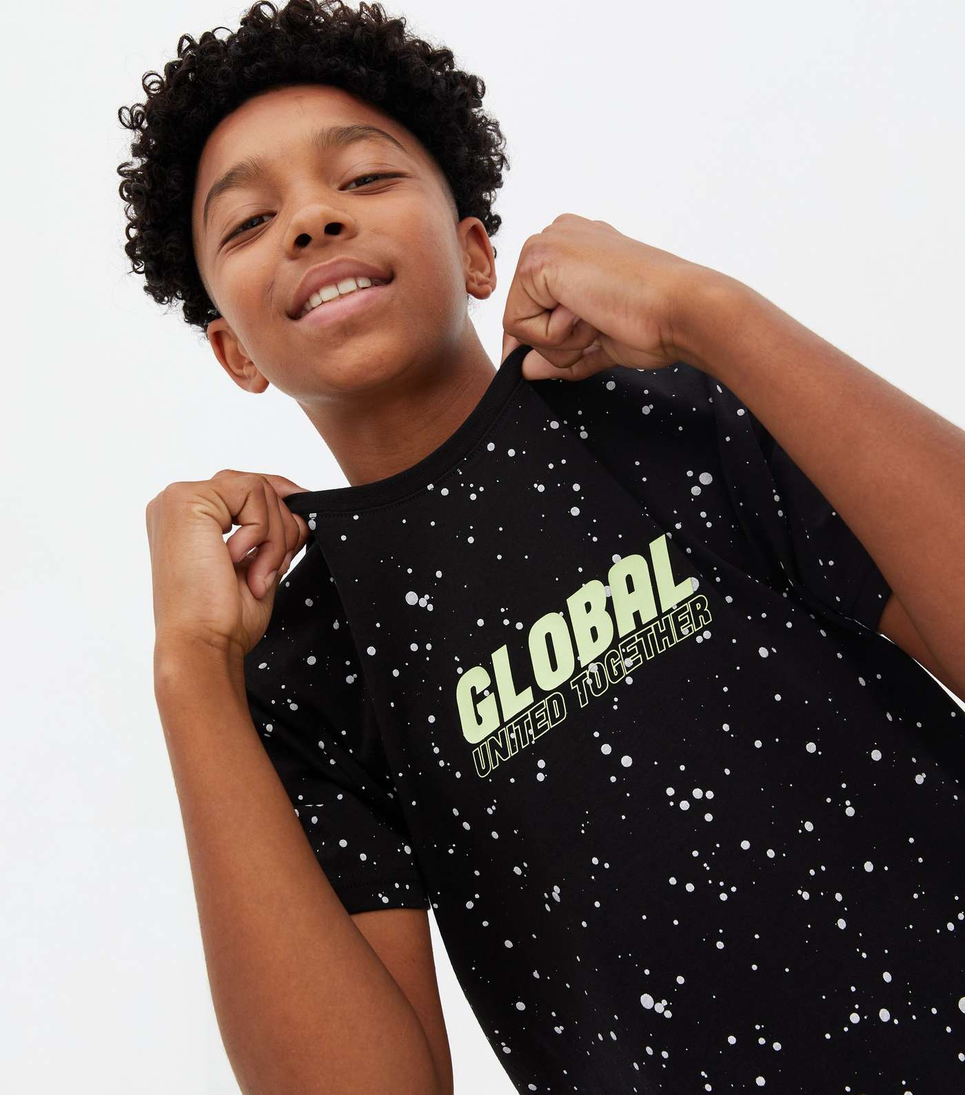 Boys Black Spot Global Logo T-Shirt