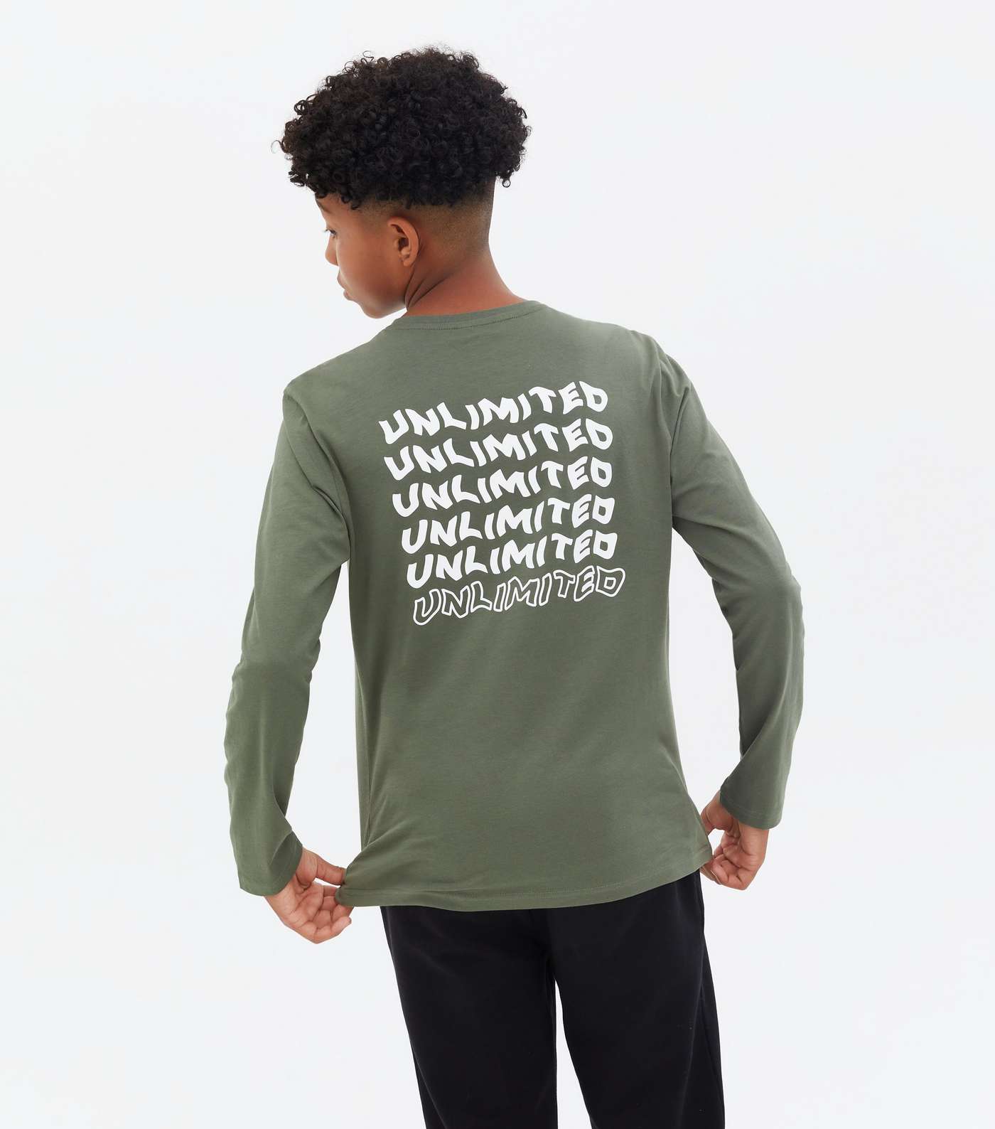 Boys Khaki Unlimited Front and Back Logo Long Sleeve T-Shirt Image 4