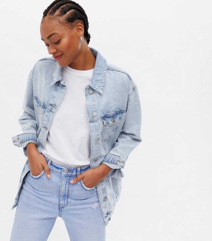 New Look oversized denim jacket in light blue