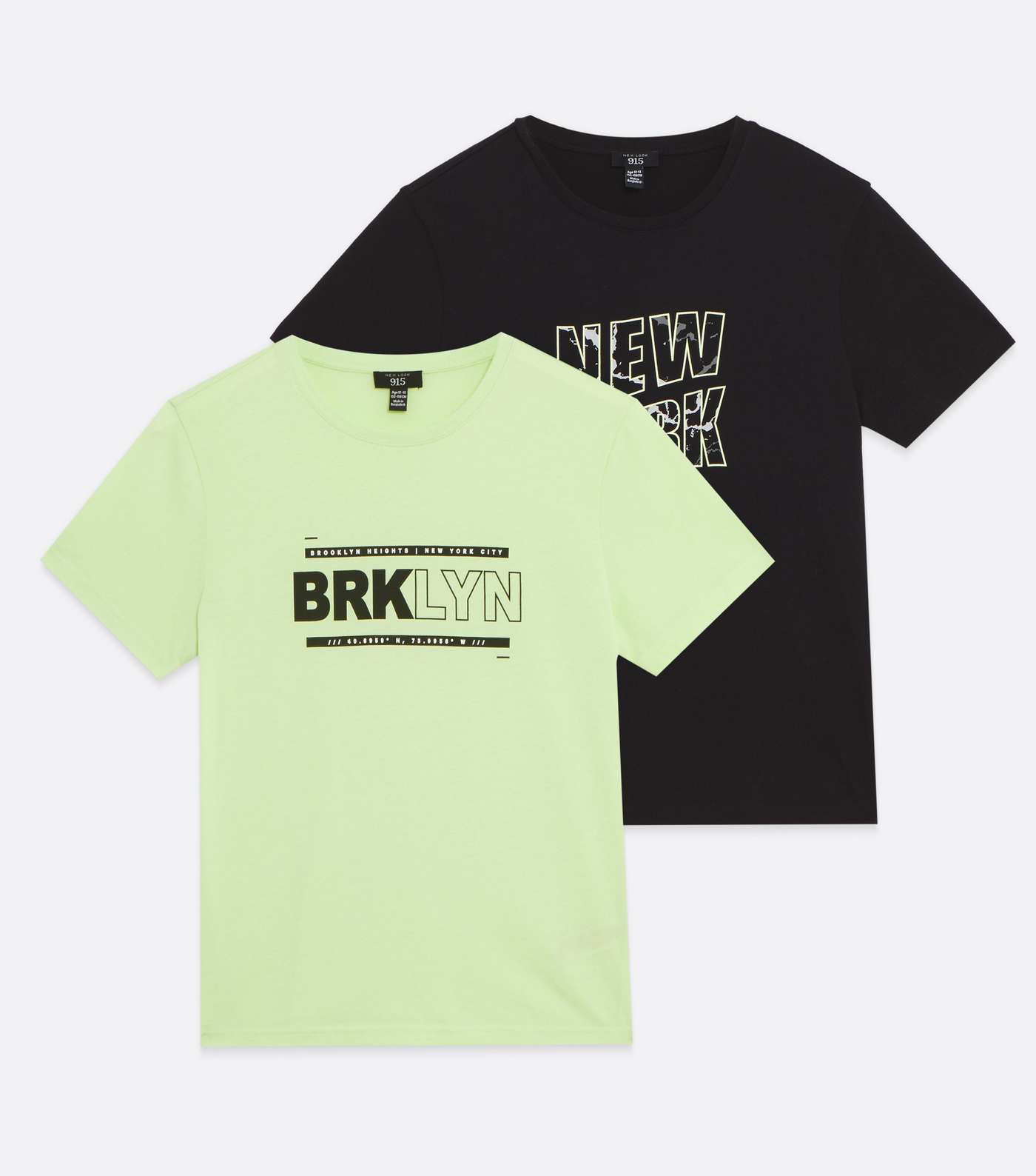Boys 2 Pack Green and Black Logo T-Shirts Image 5