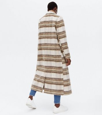 Click to view product details and reviews for Tall White Check Brushed Double Breasted Maxi Coat New Look.
