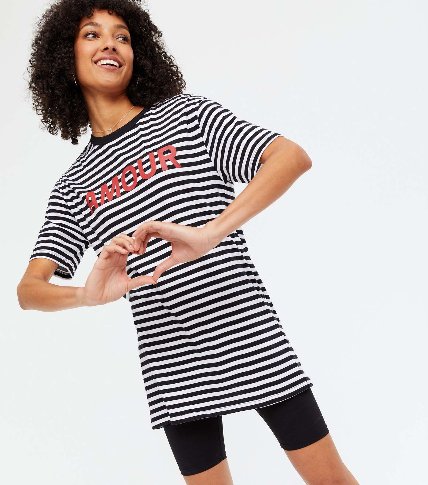 Tall White Stripe Amour Logo Oversized T-Shirt Image 3