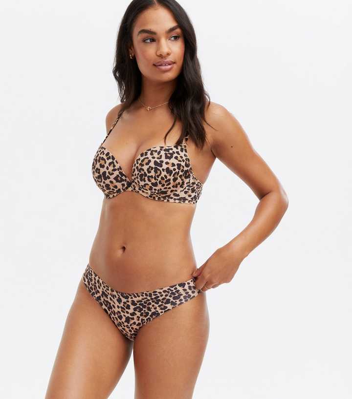 Lily of France Bra Leopard Print 34 B 34B 2-way convertible Extreme Plunge  NWT on eBid United States