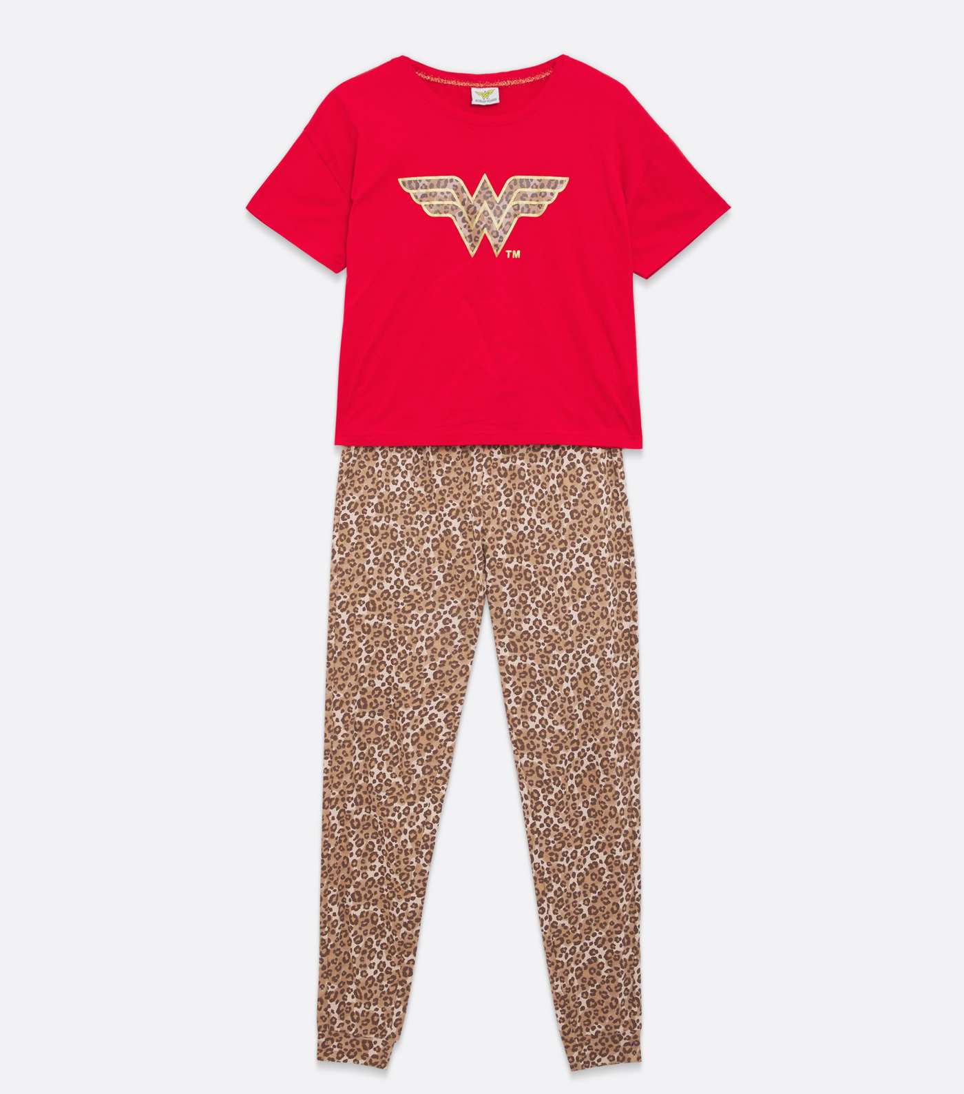 Red Jogger Pyjama Set with Wonder Woman Logo Image 5