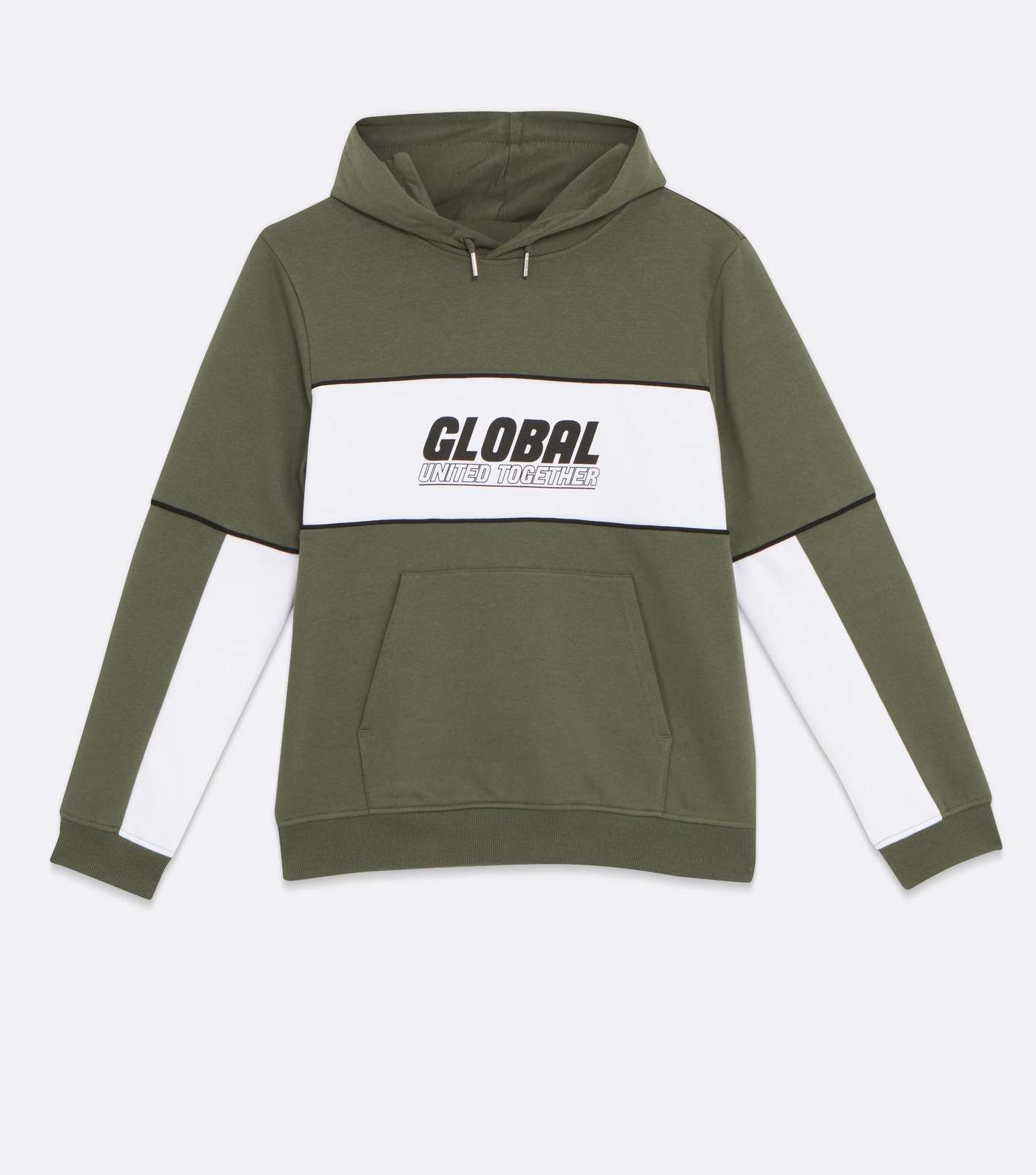 Boys Khaki Global Colour Block Logo Hoodie Image 5