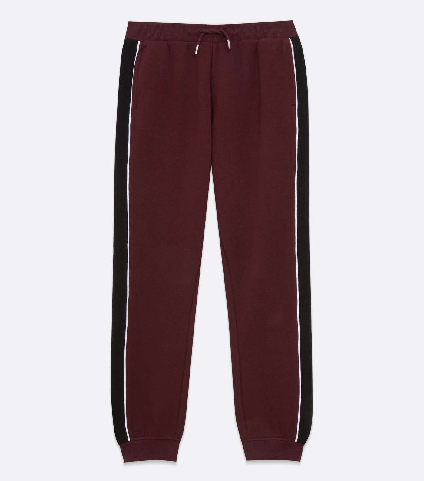 Boys Burgundy Colour Block Piped Joggers Image 5