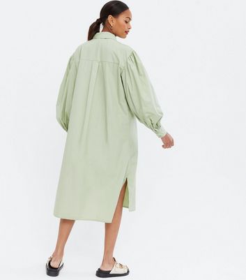 light green puff sleeve dress