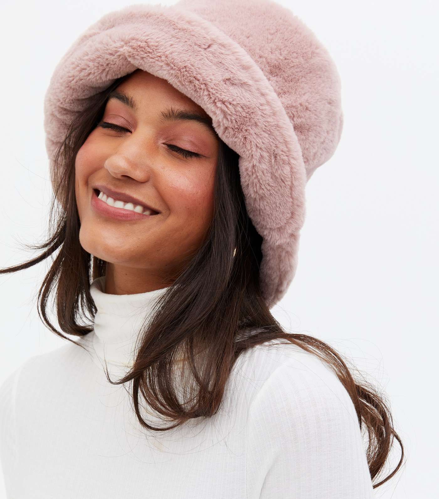 Pink Faux Fur Bucket Hat