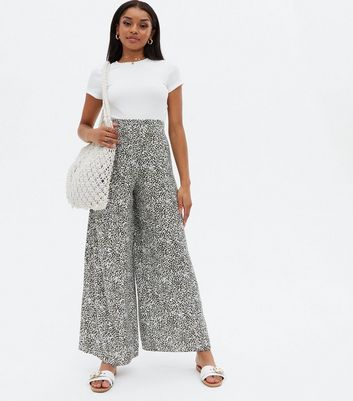 Petite Khaki Animal Print Wide Leg 