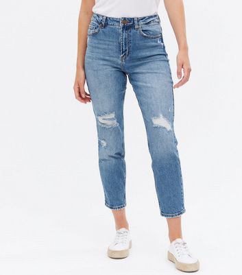 high waisted mom ripped jeans