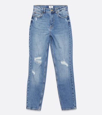 ONLY Blue Ripped High Waist Mom Jeans | New Look