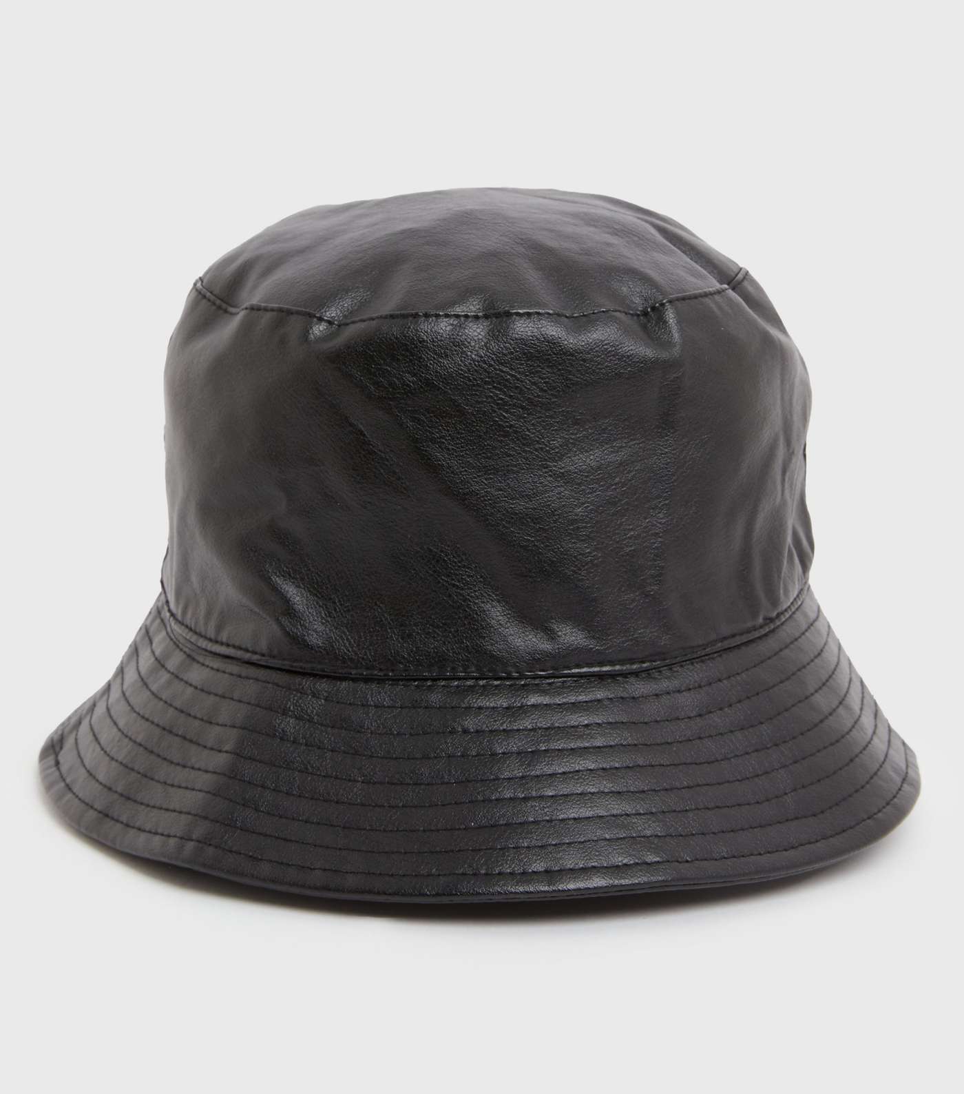 Black Leather-Look Bucket Hat Image 2