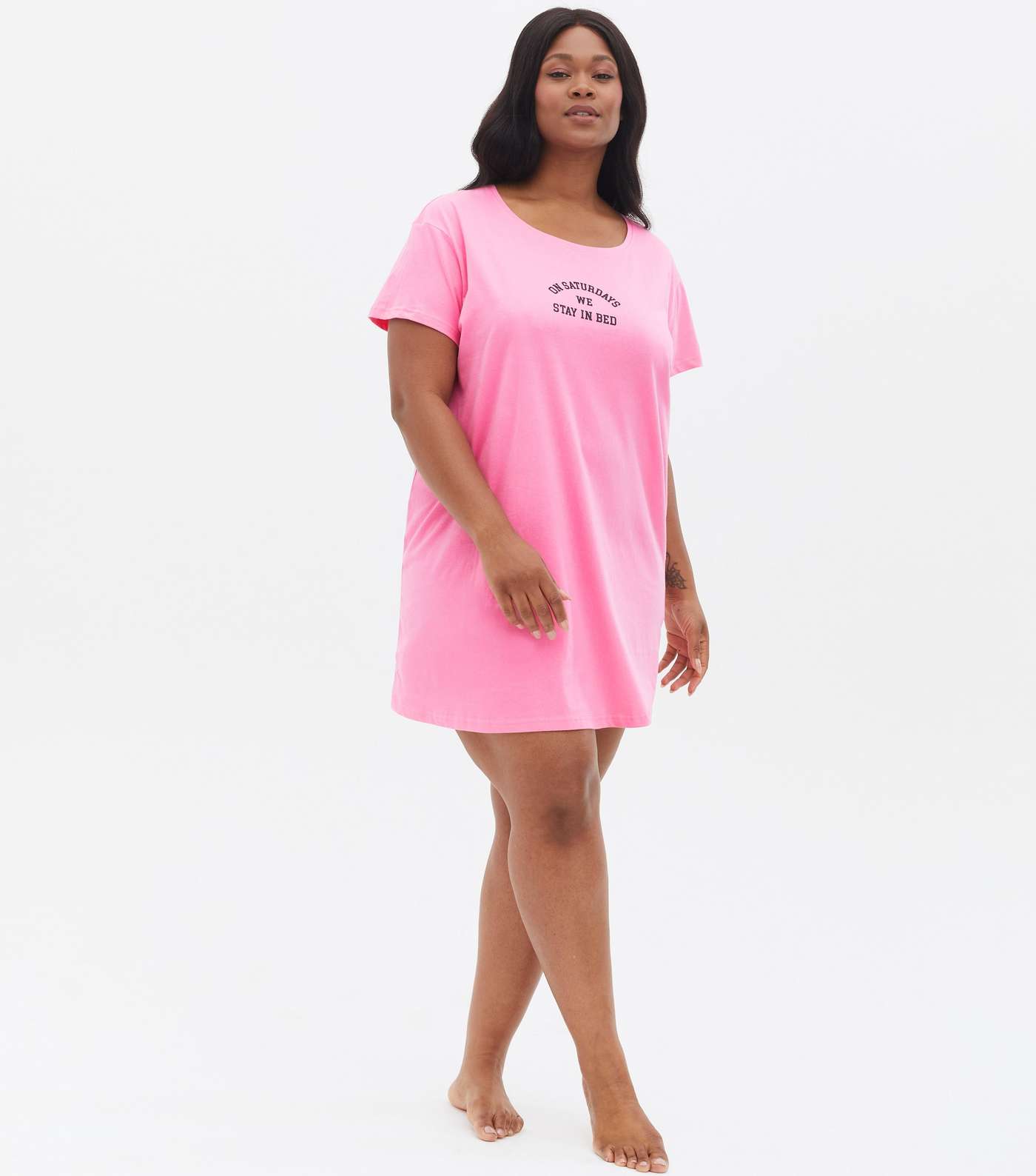 Curves Pink Stay In Bed Logo Nightshirt