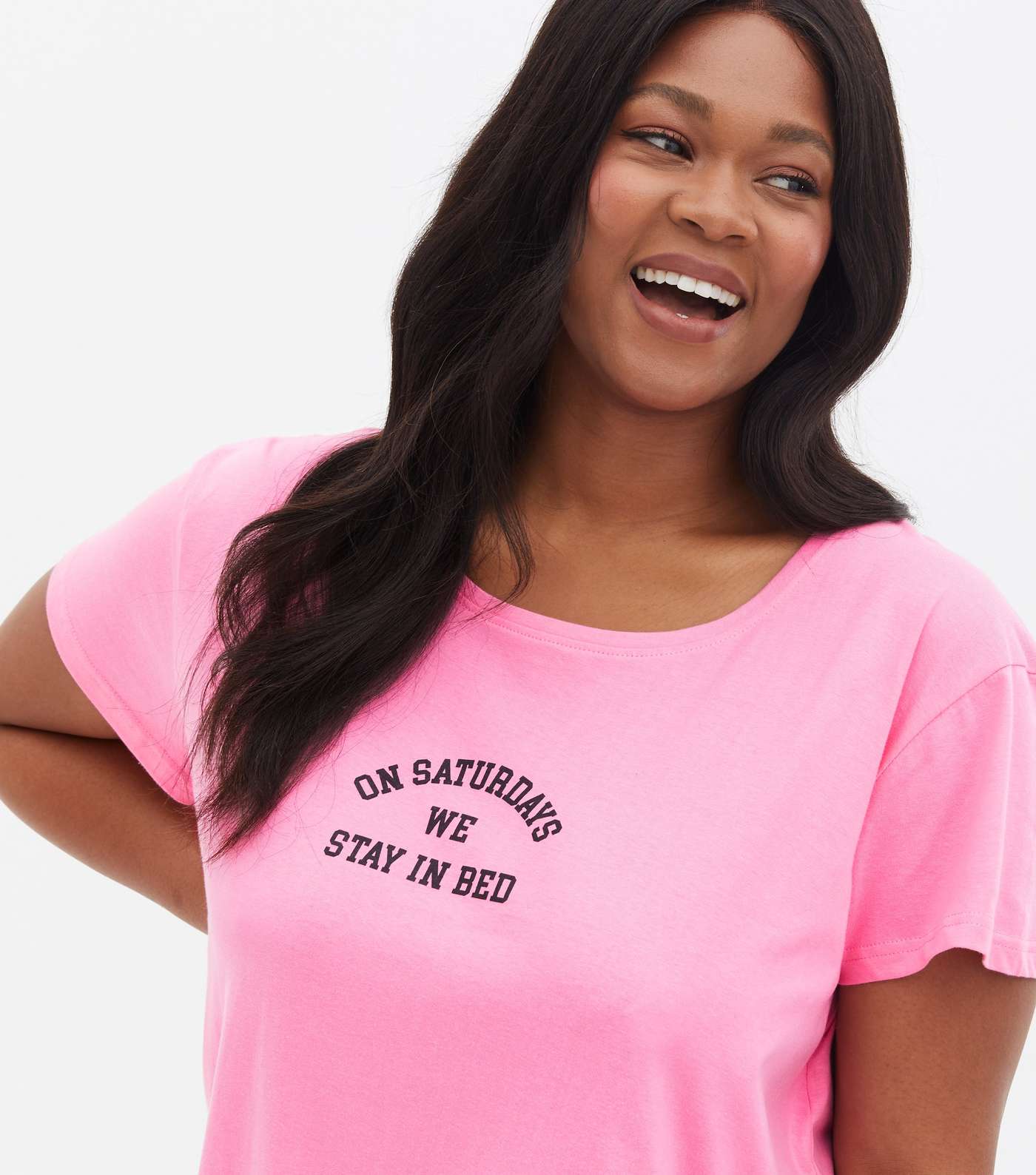 Curves Pink Stay In Bed Logo Nightshirt Image 3