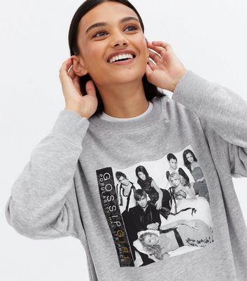 Grey Gossip Girl Photo Logo Sweatshirt New Look