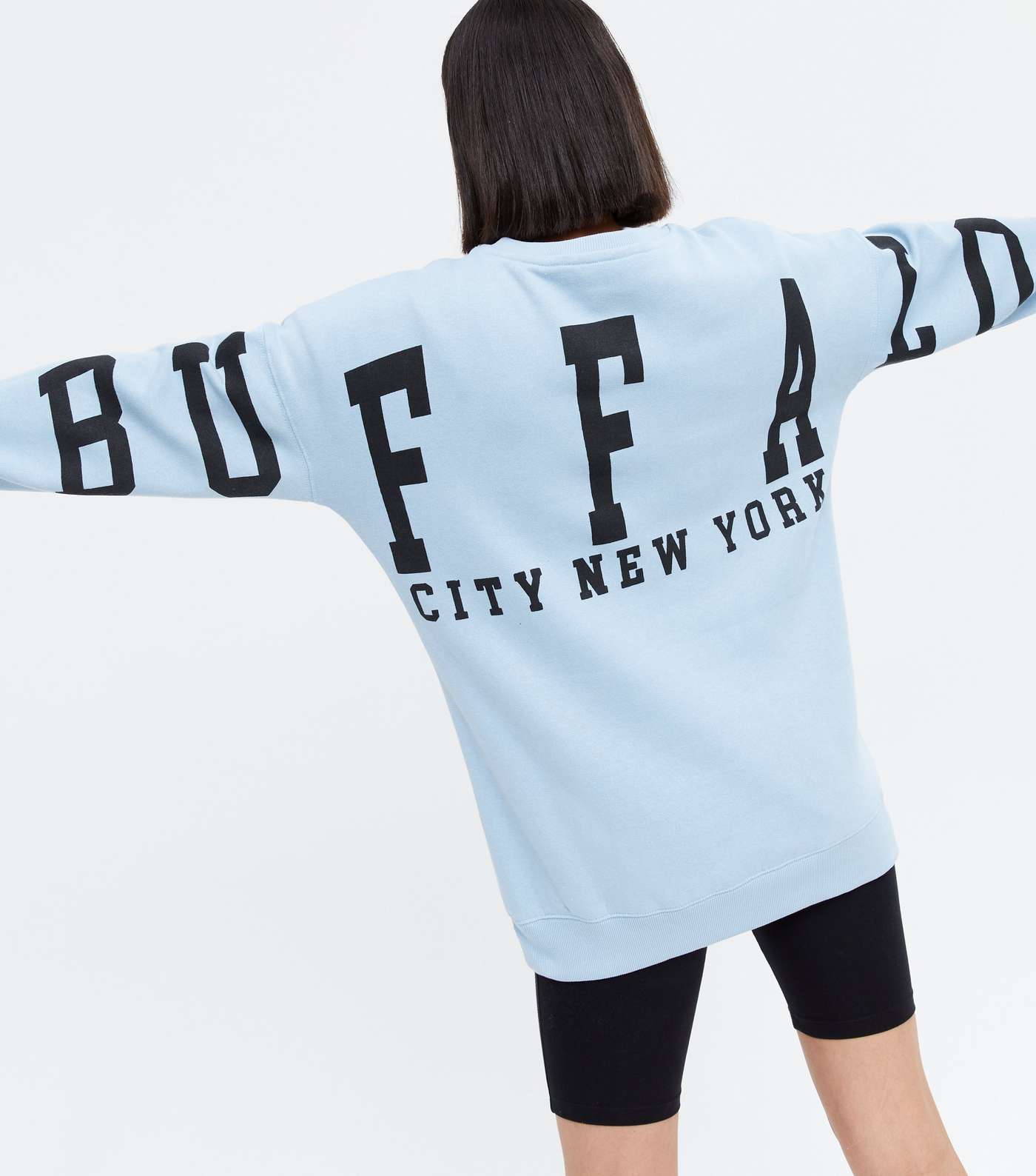 Pale Blue Buffalo New York Back Logo Sweatshirt Image 3