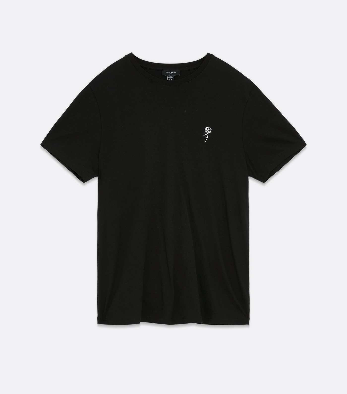 Black Rose Embroidered Crew Neck T-Shirt Image 5