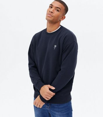 navy embroidered sweatshirt
