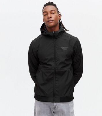 Jack & Jones Black Hooded Logo Jacket | New Look