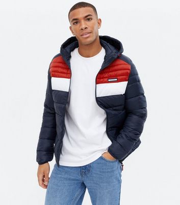 hooded red puffer jacket