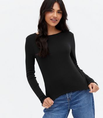 Black long sleeve top women Clearance