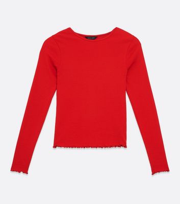 Girls red 2025 long sleeve top