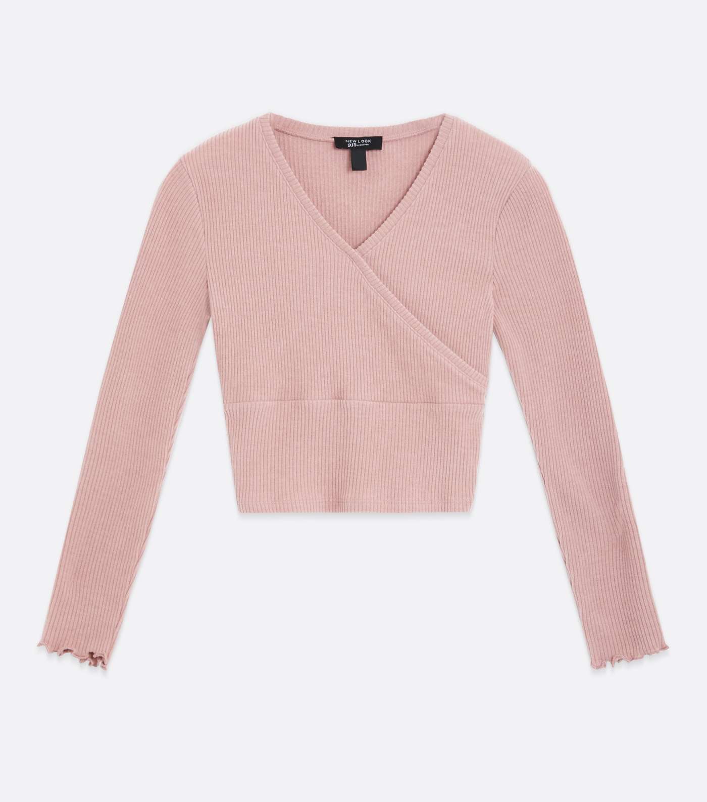 Girls Pink Ribbed Fine Knit Wrap Top Image 5