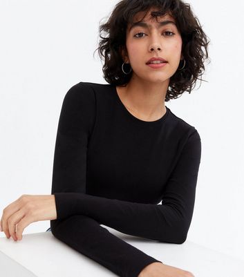 Black Long Sleeve Crew Neck Top New Look