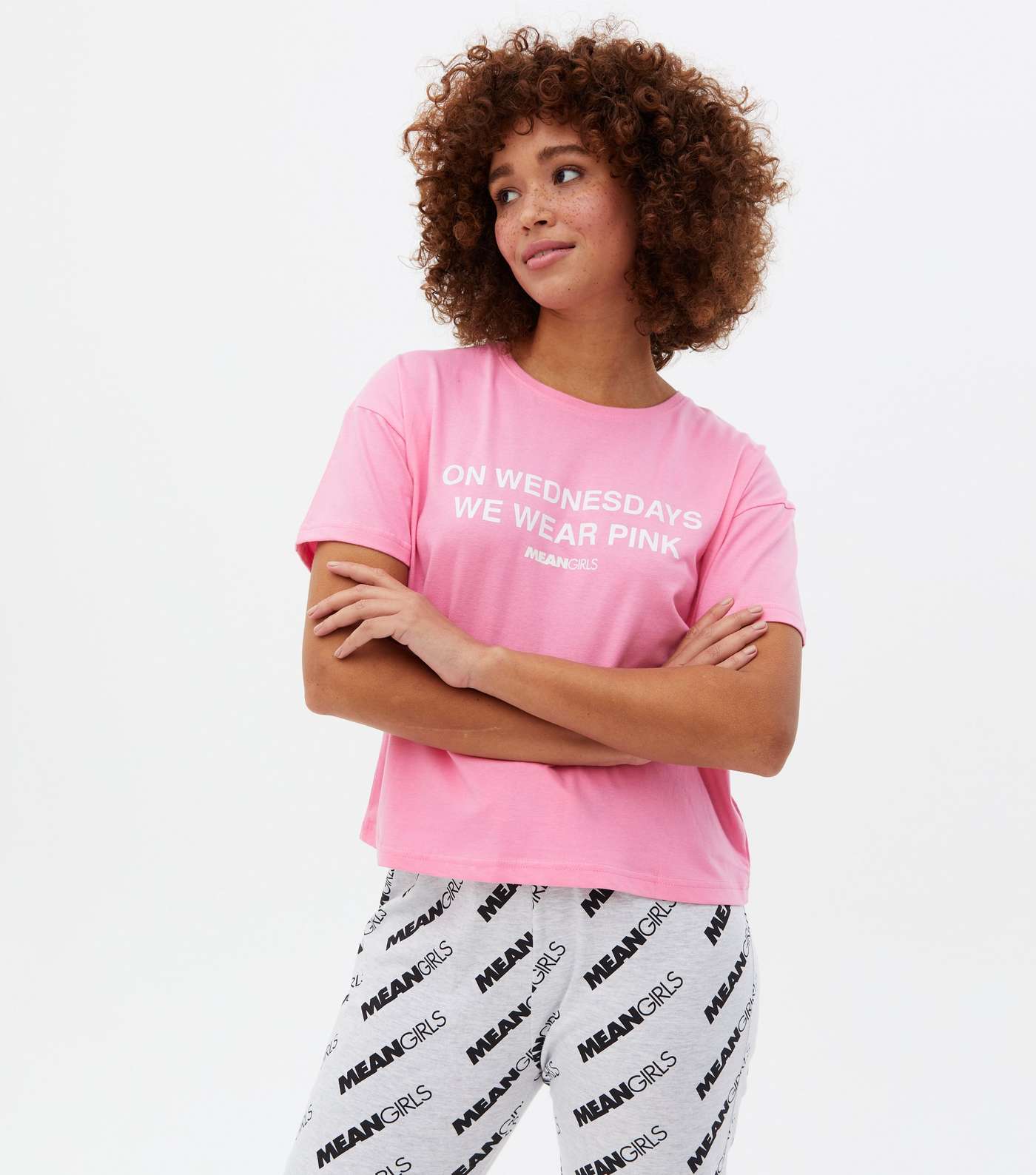 Pink Jogger Pyjama Set with Mean Girls Print Image 2