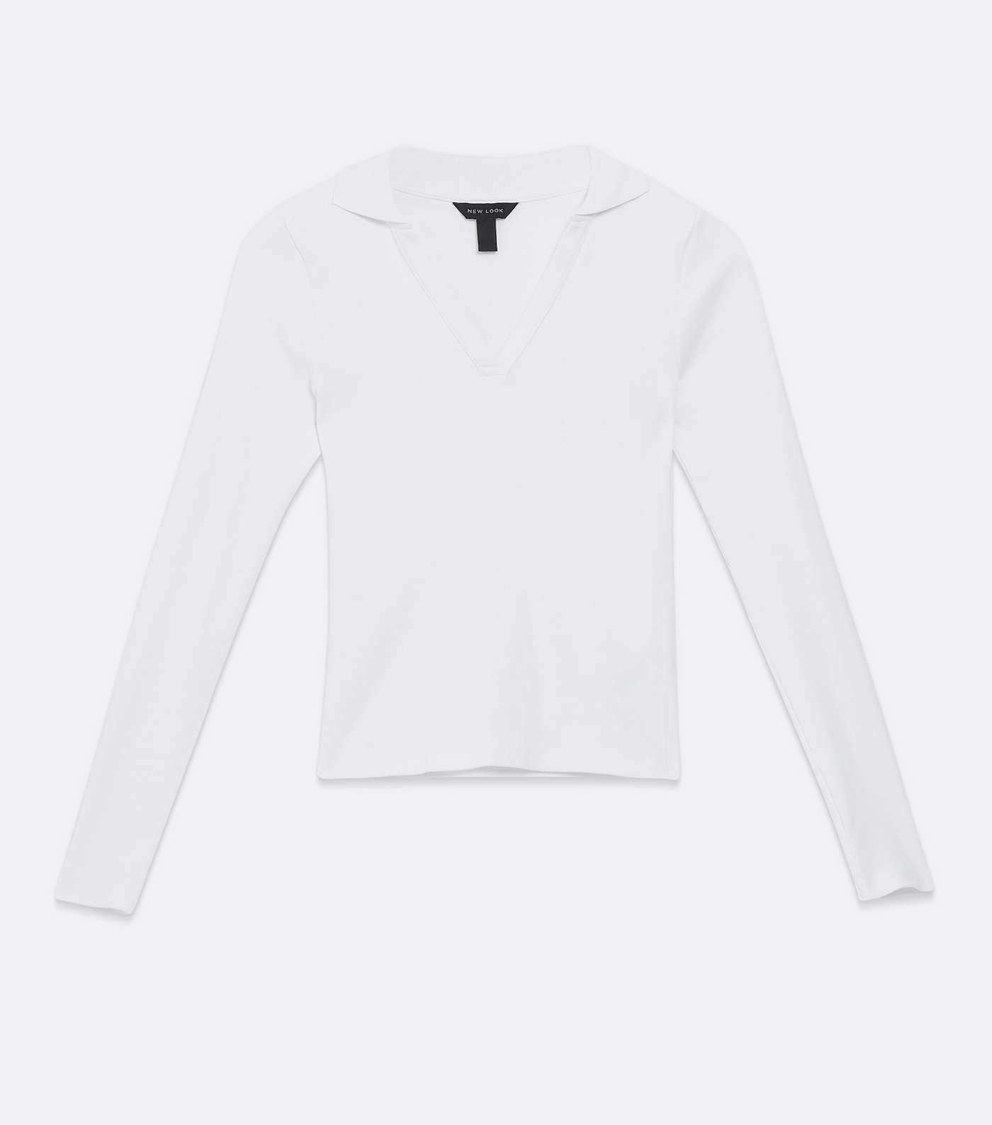 White Polo Collared Long Sleeve Top Image 5