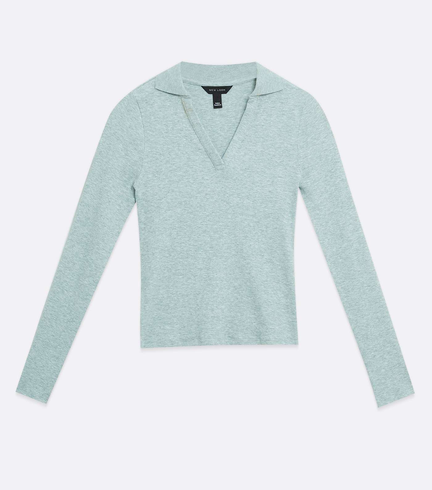 Light Green Polo Collared Long Sleeve Top Image 5