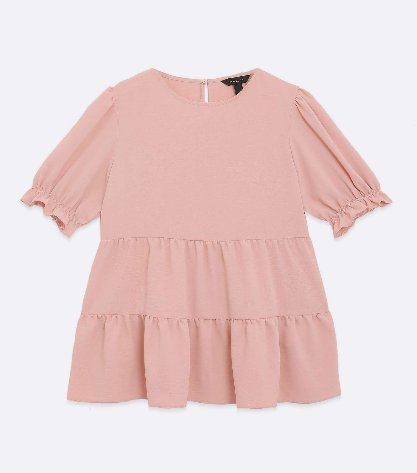 Pale Pink Puff Sleeve Tiered Peplum T-Shirt Image 5