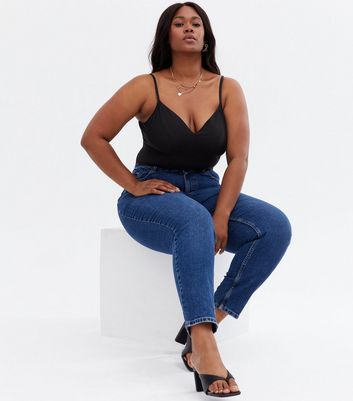 plus size denim bodysuit