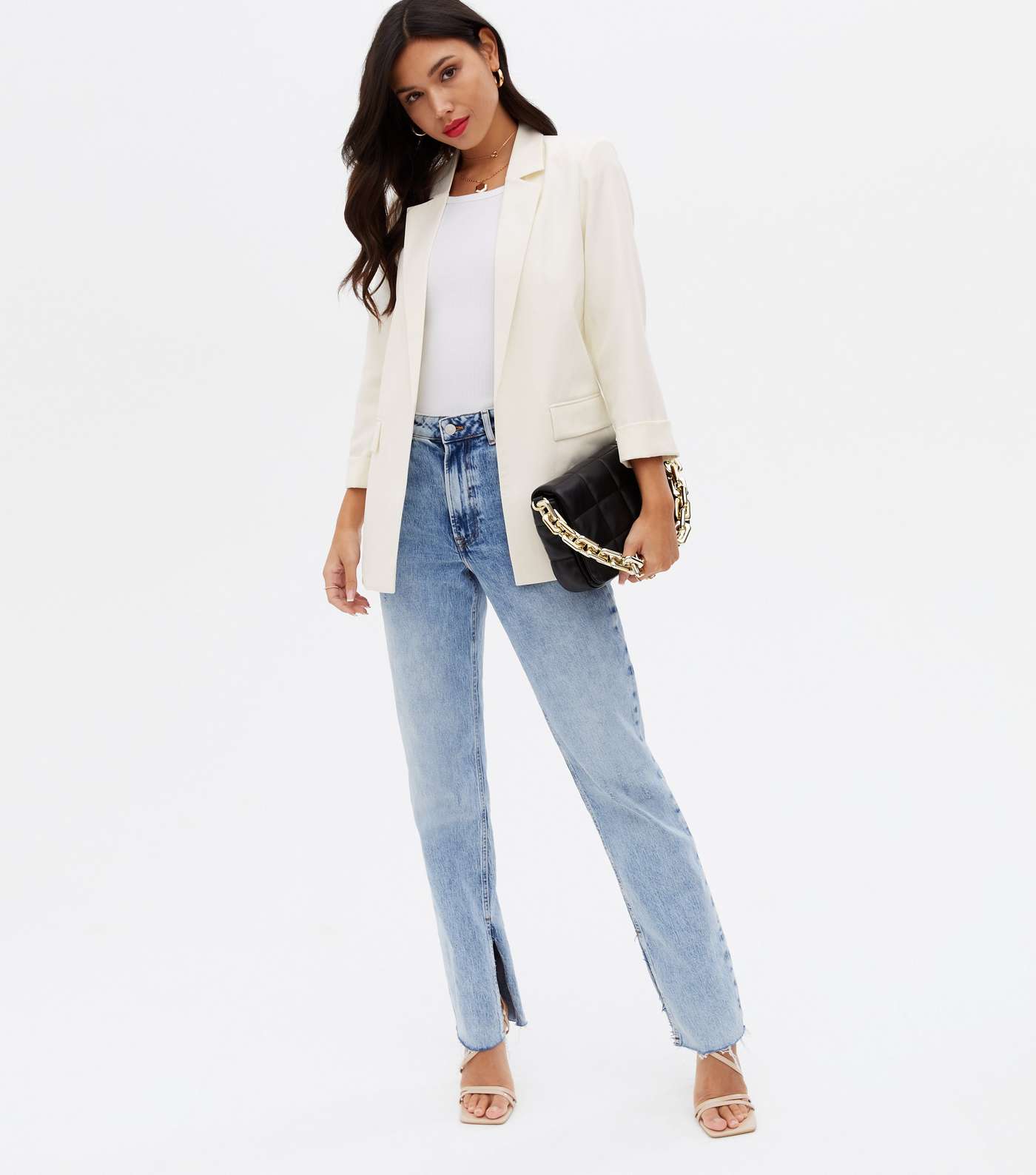 Cream Relaxed Fit Blazer Image 2