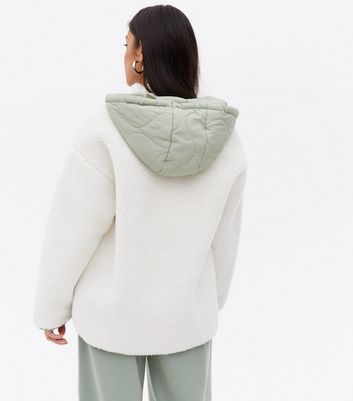 Click to view product details and reviews for Petite Off White Quilted Teddy Jacket New Look.