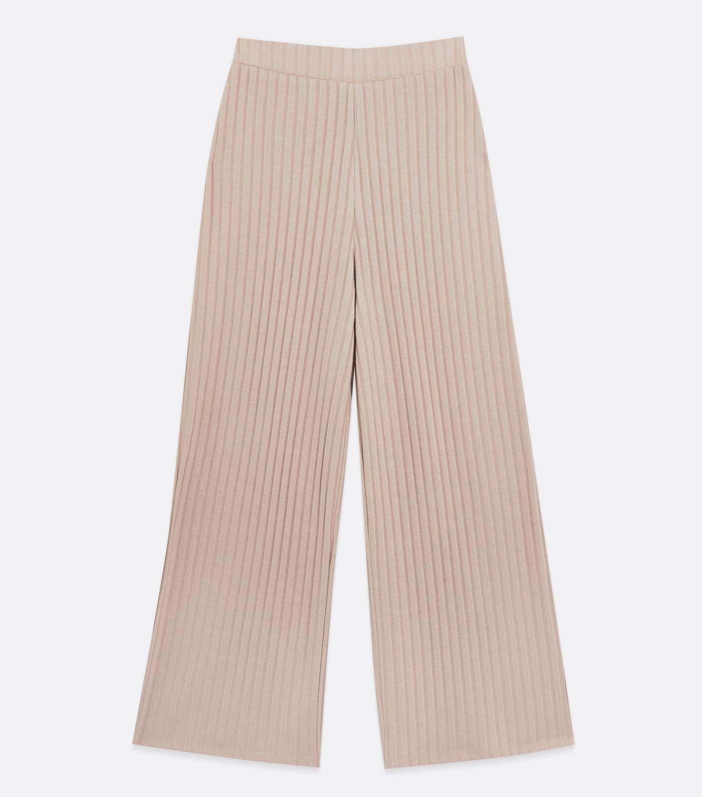 Girls Camel Ribbed Fine Knit Wide Leg Trousers Image 5