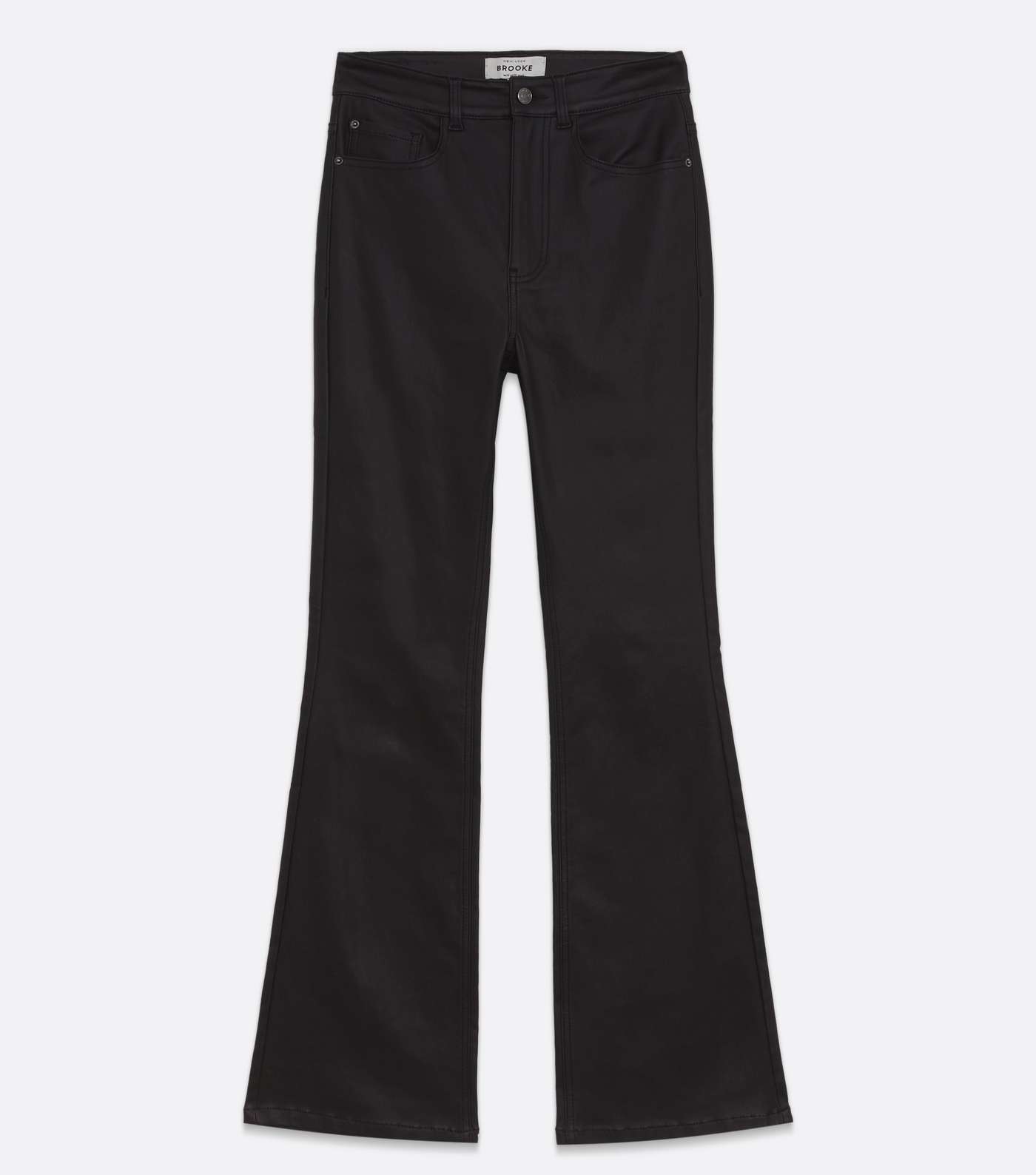 Black Leather-Look High Waist Flared Brooke Jeans Image 5