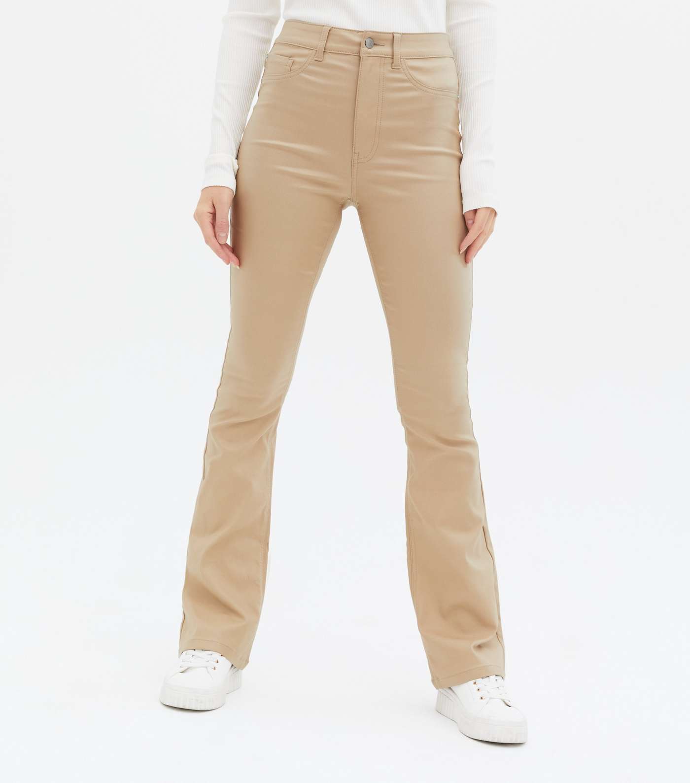 Stone Leather-Look High Waist Flared Brooke Jeans Image 2