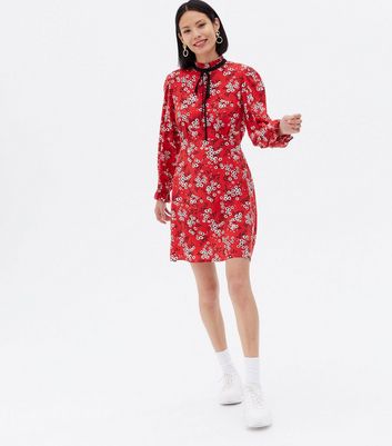 new look red ditsy floral dress