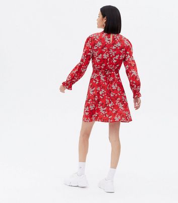 new look red ditsy floral dress