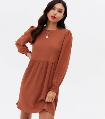 long sleeve rust dress