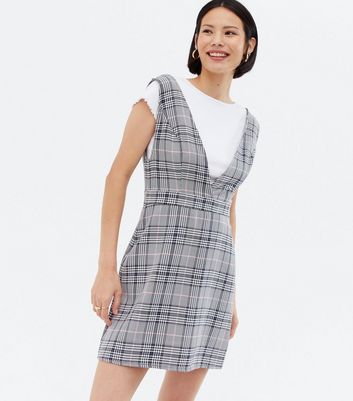 grey check pinafore dress